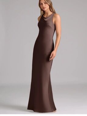 Azazie Allettie Ganache Stretch Satin Dress